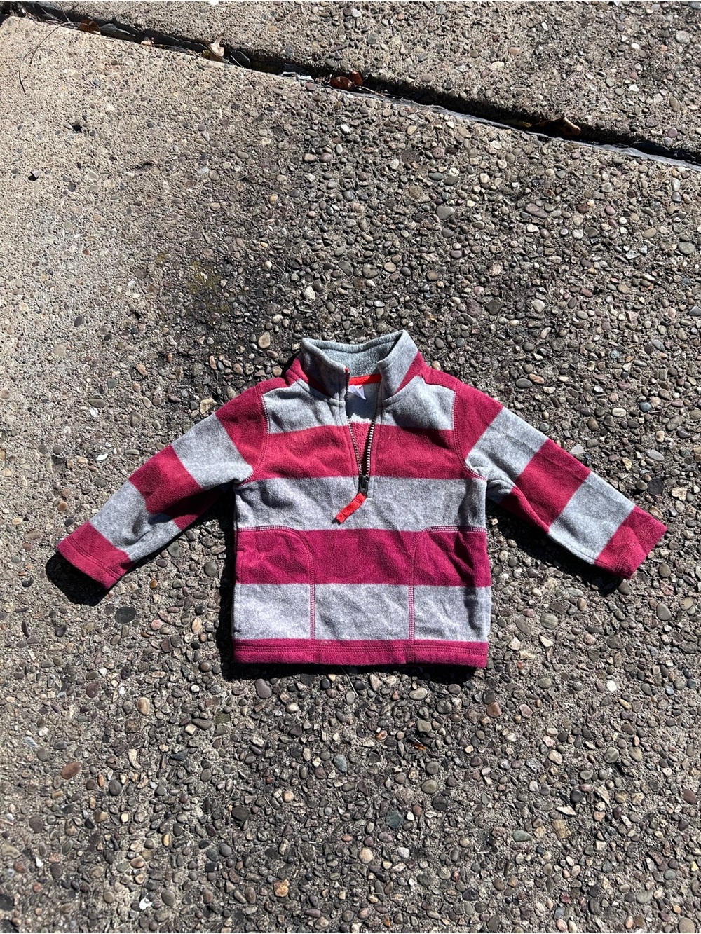 Carter's boys Striped Quarter-Zip Pullover - maroon & Gray